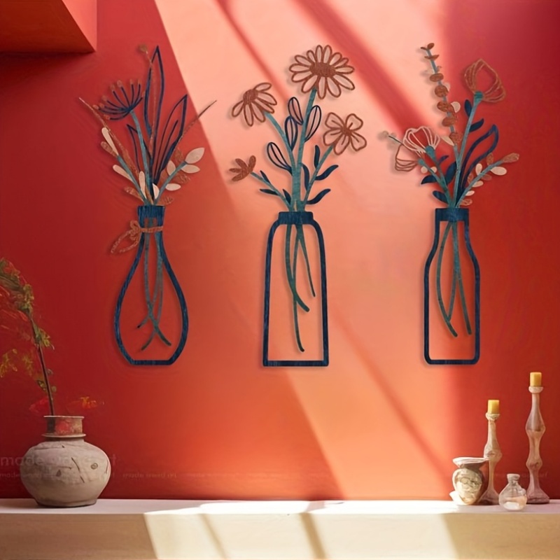 Home Office Interior Design - 3 Large Floral Wall Art Sculptures