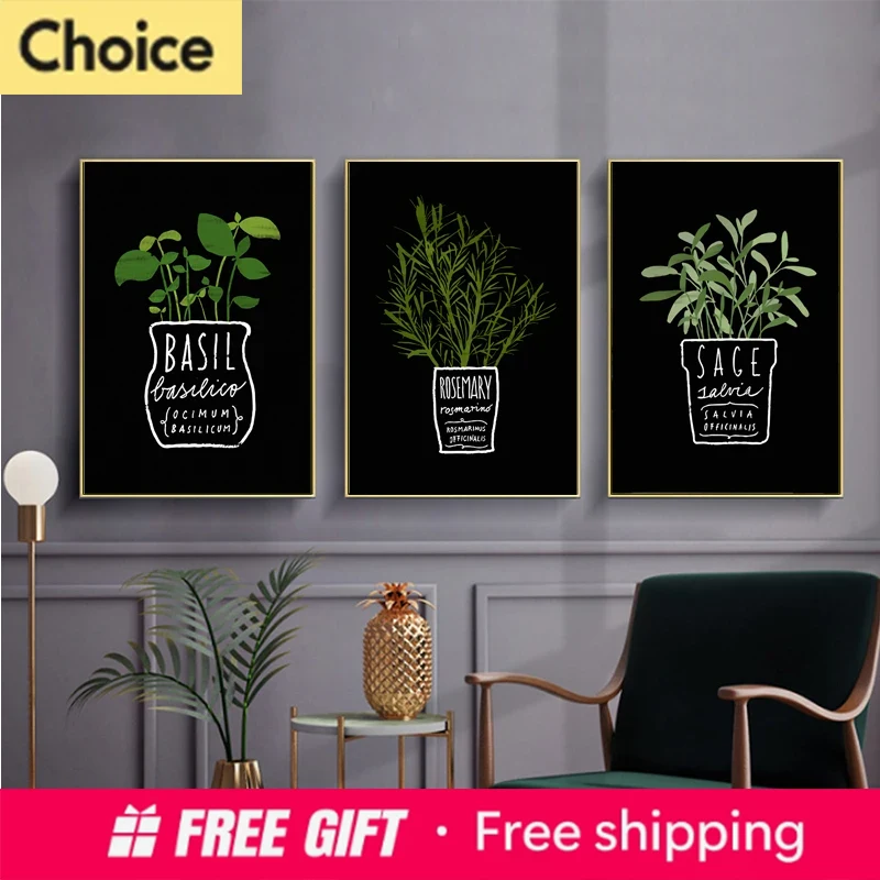 Home Office Depot - Canvas Painting Potted Green Plants Posters