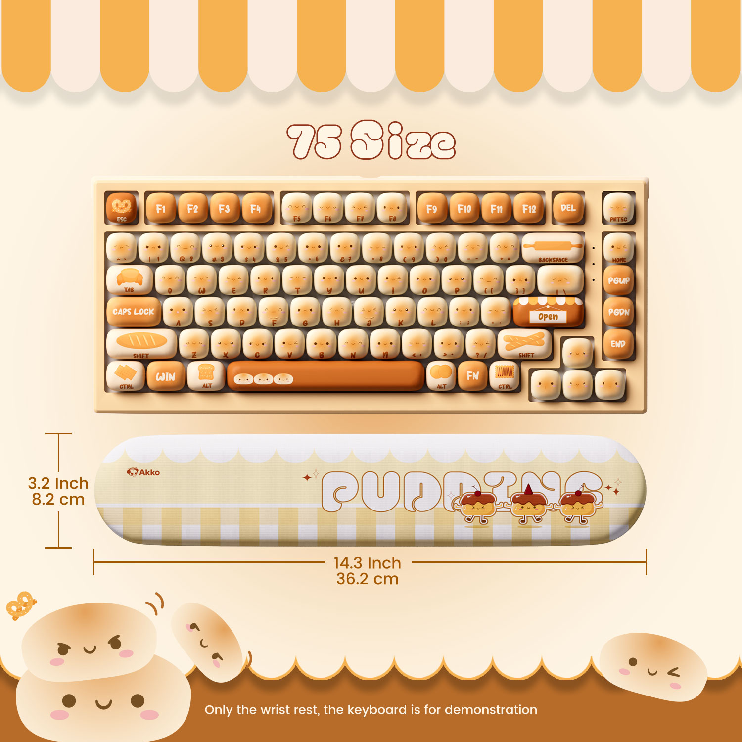 Home Office Keyboard - Akko Pudding Buns Keyboard Wrist Rest