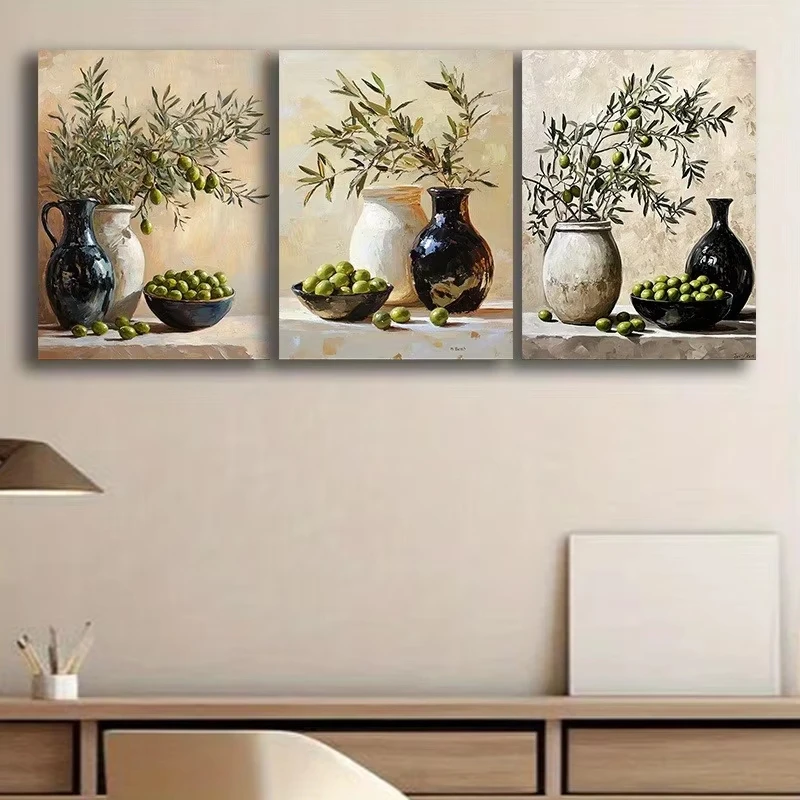 Home Office Depot - 3pcs Summer Olive Branch Olive Fruit