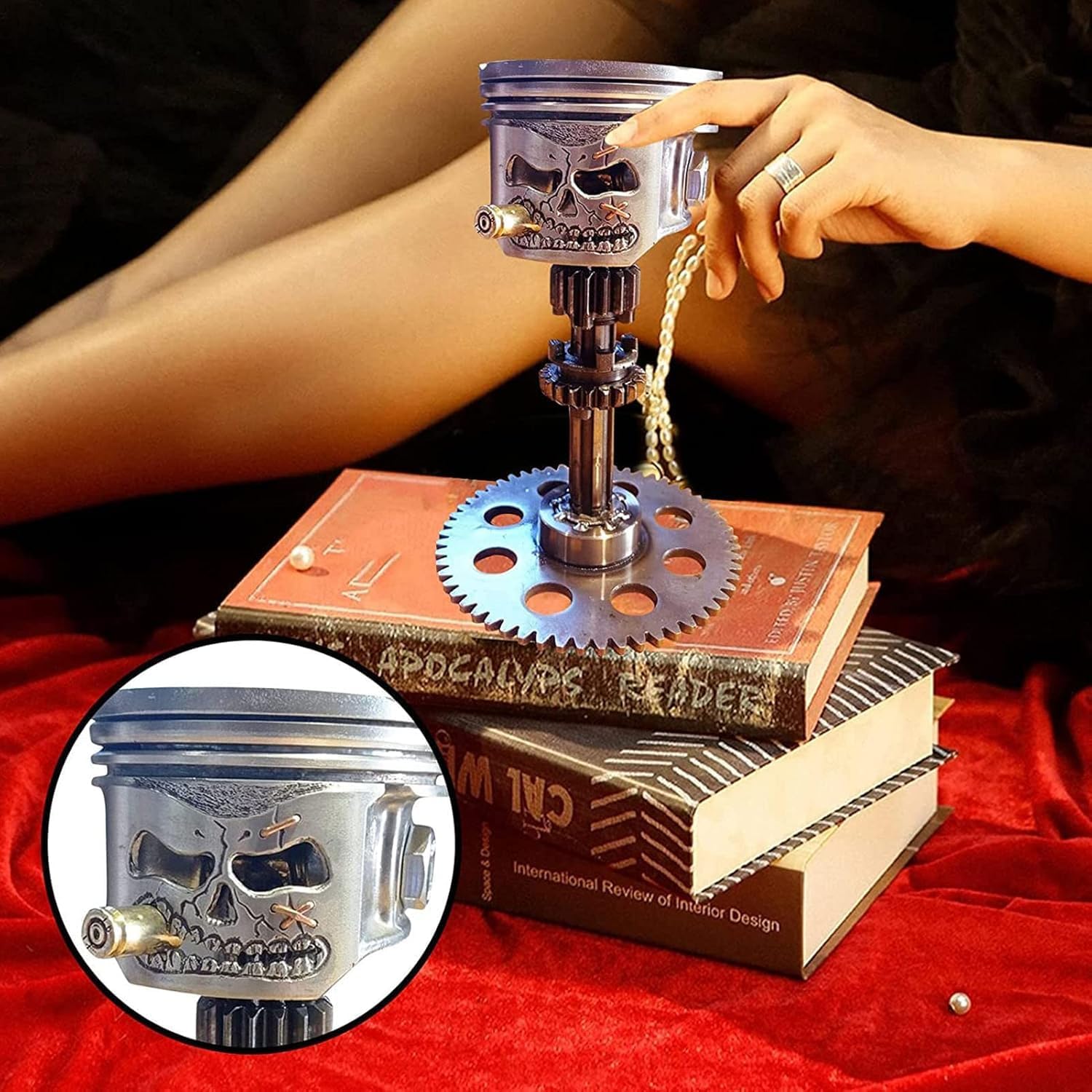 Home Office Desk Ideas - Handmade Metal Art Figurine Carved Piston